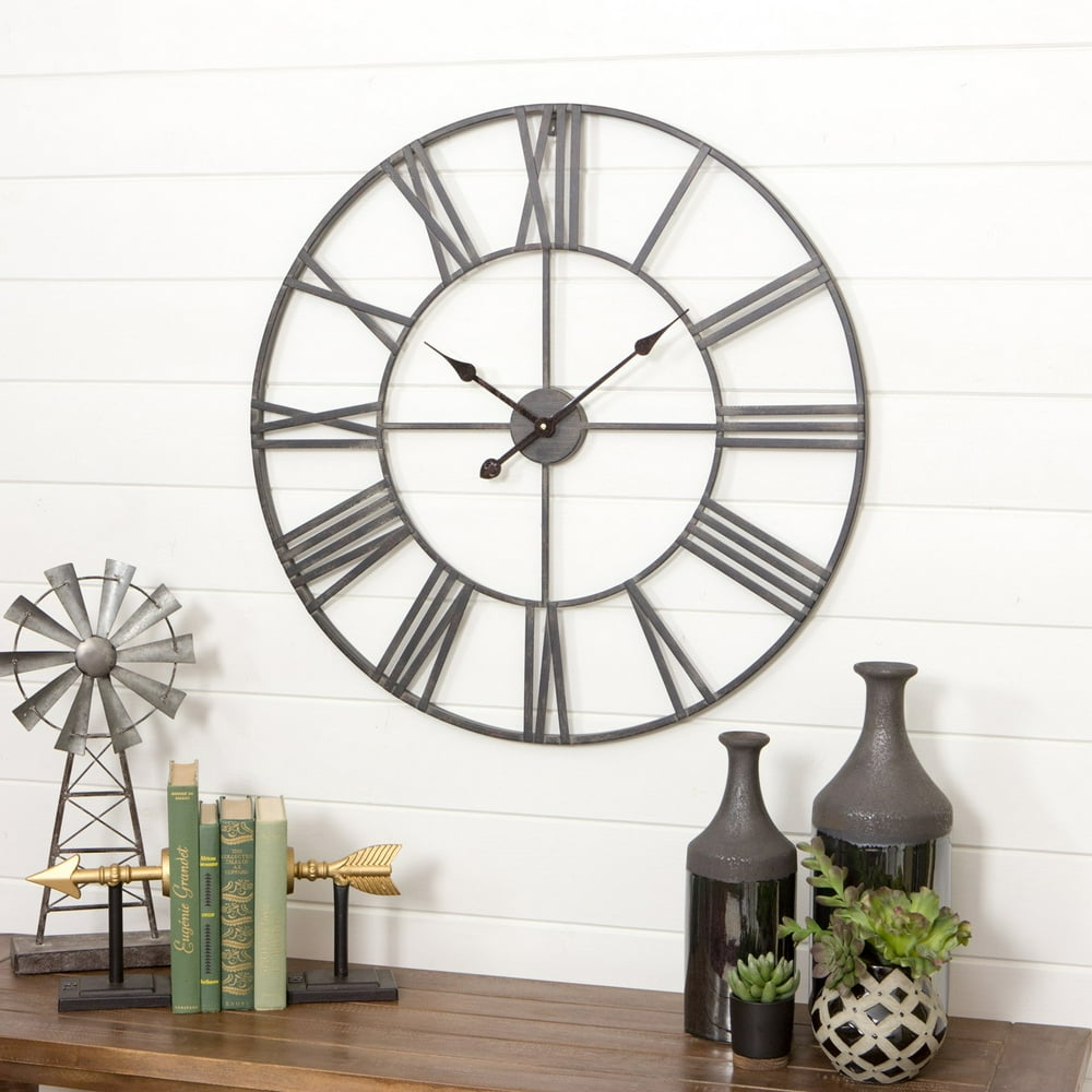 Hot Promotion-Solange Round Metal Wall Clock 30 Gray