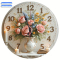 1pc retro floral wall clock, 10-inch silent non-striking made of wood, AA battery-powered - perfect for home kitchen and bathroom decoration, decorative wall clock, retro mural, wooden design, wall clock, living room