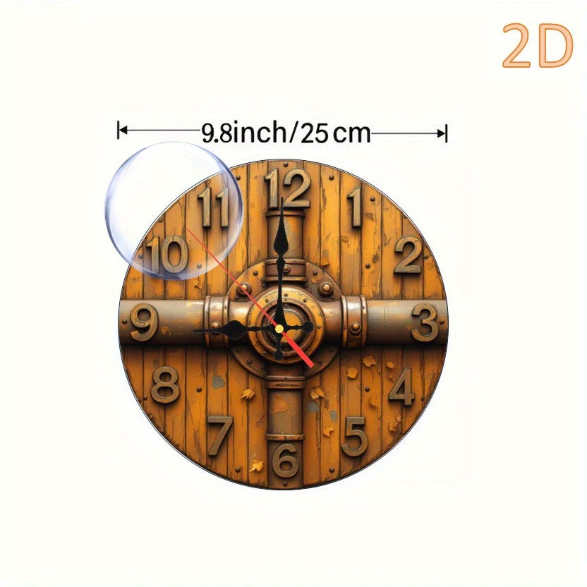 Retro wood, retro wood autumn leaf design, 2D wooden wall clock style, industrial steampunk design, suitable for living room and bedroom wall clocks, quietly keeping accurate time, using quartz movement, 9.8 inches in size