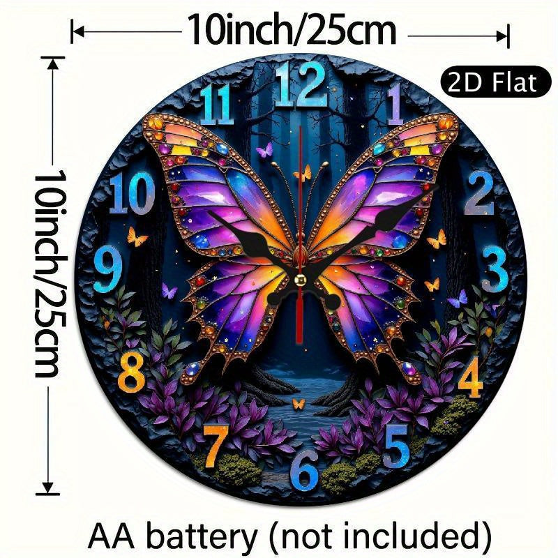 1pc 2D Flat Art Silent Wall Clock, Kitchen-Themed Wall Clock for Home, Silent Clock, Summer School Graduation Gift, Birthday Decoration, Living Room And Bedroom, Room Interior Decoration, Kitchen And Office Decoration