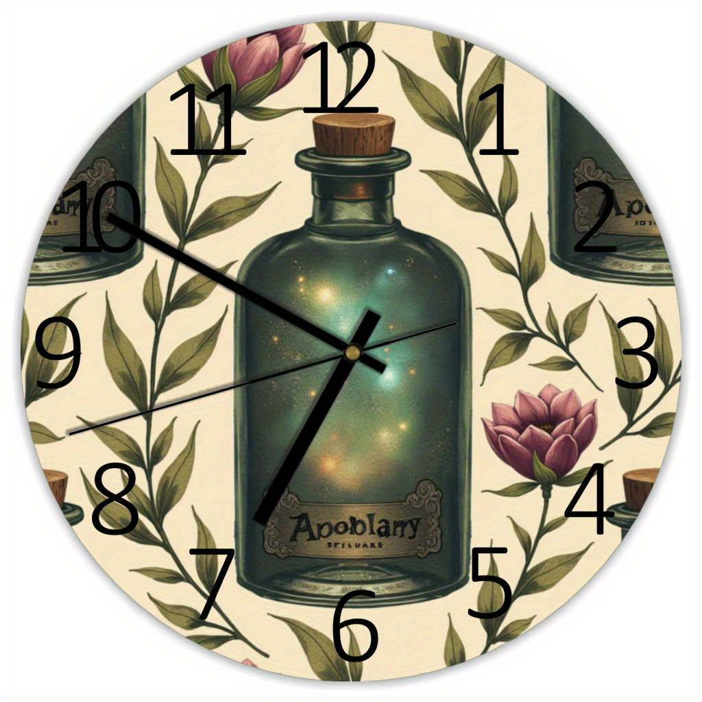 Elegant Floral Design Repeated Pattern Wallpaper, Retro wall clock, Home Decor And Accessories, Romantic Gifts for Boyfriend, Western Office Decor