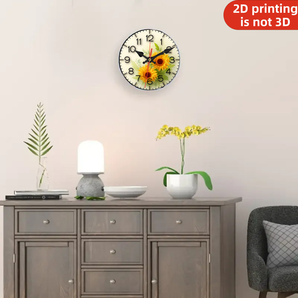 Vintage Floral Wall Clock - Silent Non-Ticking Large Blue Roses & Beige Background, Artificial Wood Round Clock for Living Room, Bedroom, Office - Elegant Home Decor Gift (AA Battery Not Included), Classic Aesthetic, Clear Numeral Display