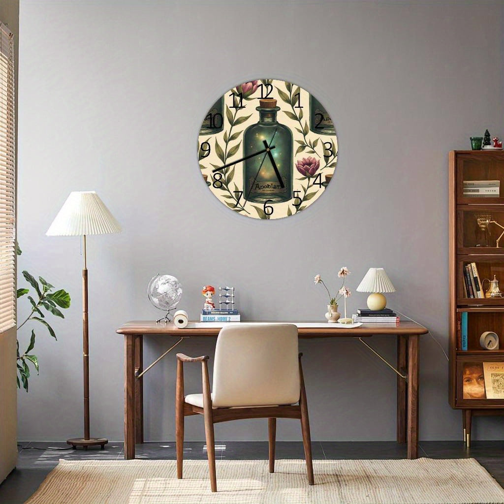 Elegant Floral Design Repeated Pattern Wallpaper, Retro wall clock, Home Decor And Accessories, Romantic Gifts for Boyfriend, Western Office Decor