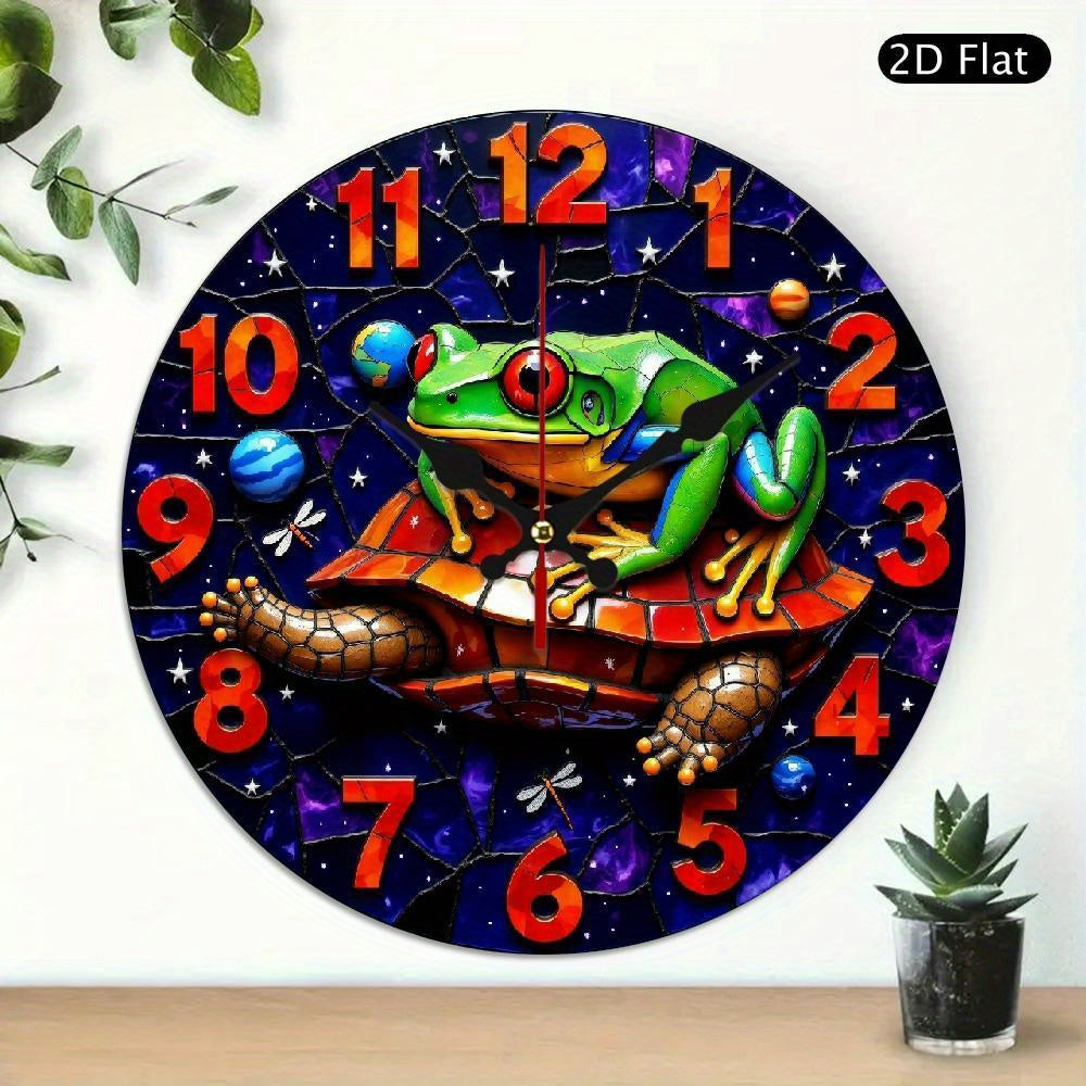 1pc 2D flat animal silent wall clock, kitchen theme wall clock for home, office decoration, silent clock, butterfly-themed home room decoration for living room and bedroom, birthday art gift, summer festival school graduation gift, 2D Flat