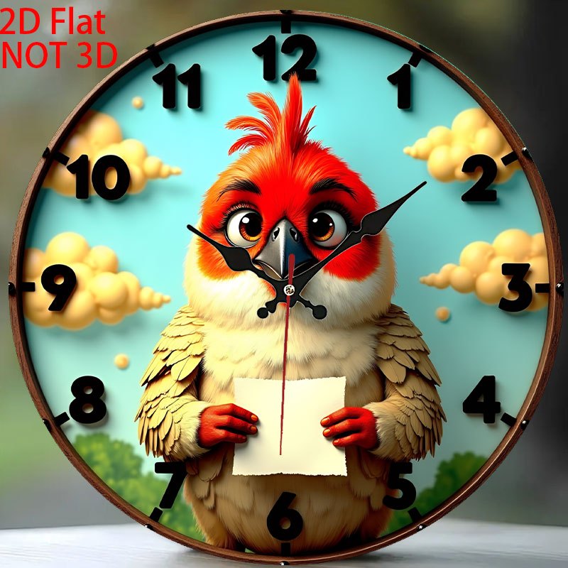 1pc Vintage Farmhouse Chicken Wall Clock Decor - Cute Rooster with Paper, Silent Quartz Movement, No Batteries Needed, Easy Hang - for Kitchen, Living Room, Halloween, Christmas - Artificial Wood Retro Decoration, 2D Flat