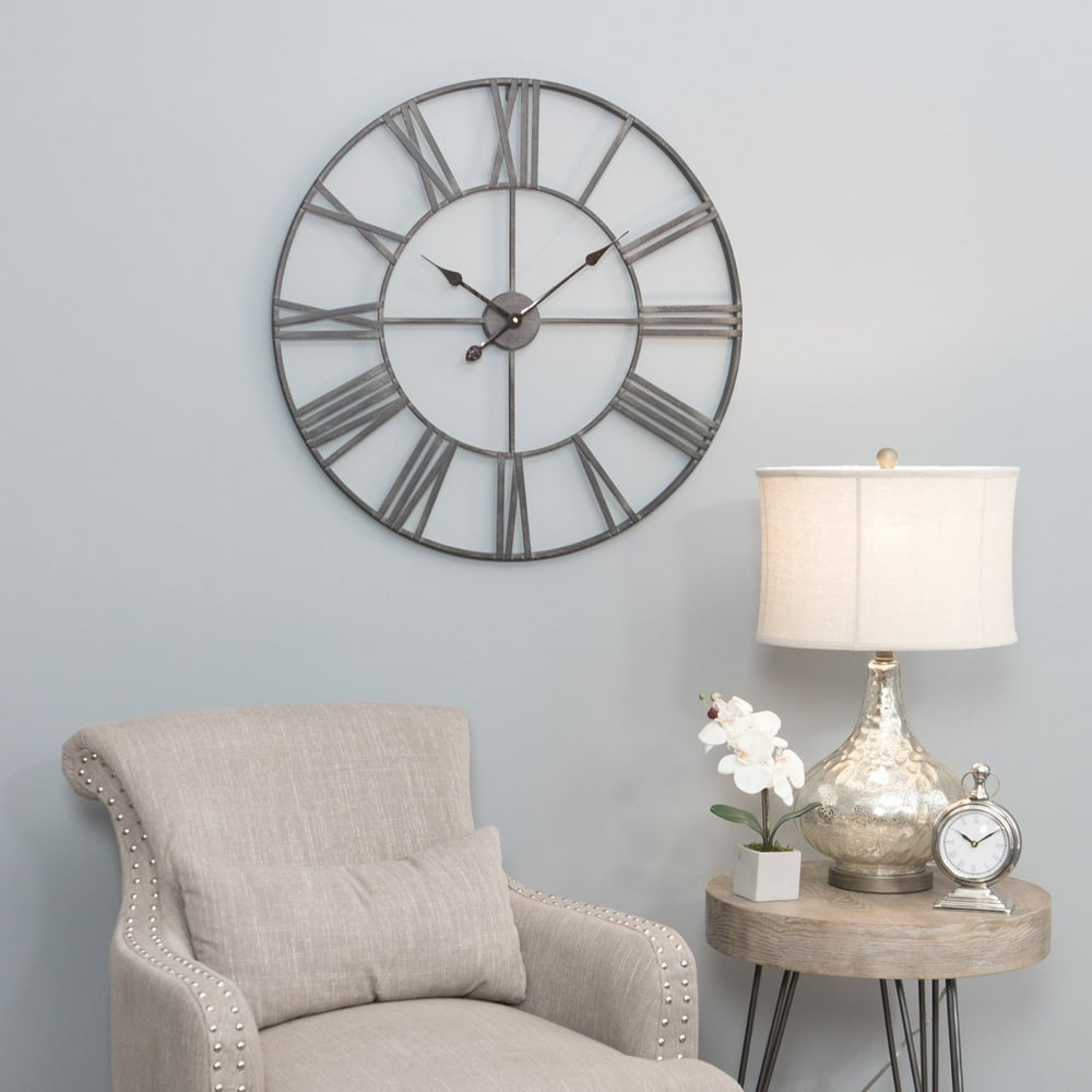 Hot Promotion-Solange Round Metal Wall Clock 30 Gray