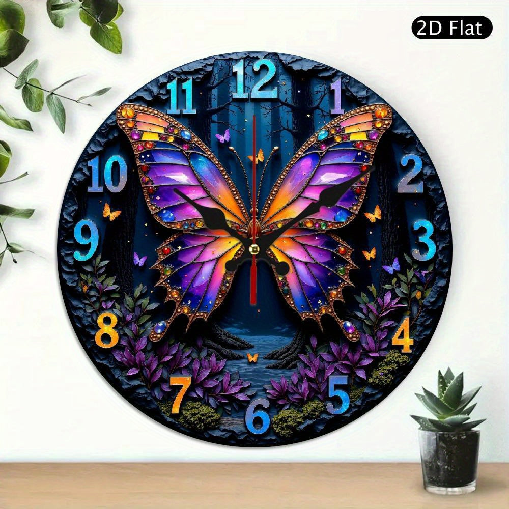 1pc 2D Flat Art Silent Wall Clock, Kitchen-Themed Wall Clock for Home, Silent Clock, Summer School Graduation Gift, Birthday Decoration, Living Room And Bedroom, Room Interior Decoration, Kitchen And Office Decoration