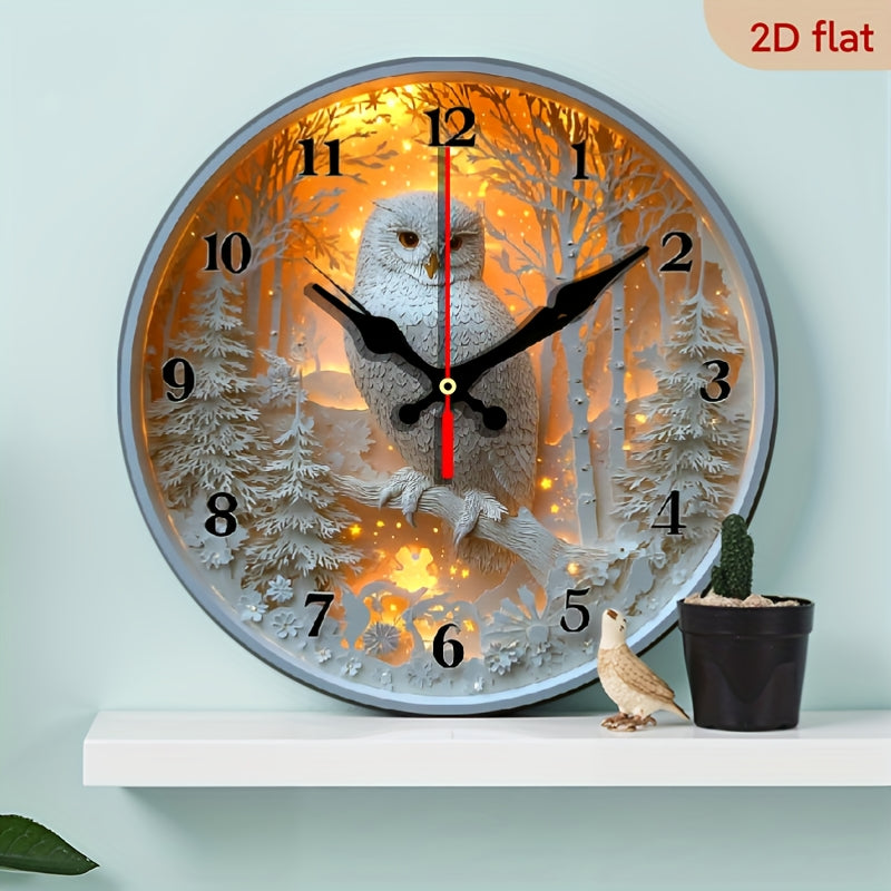 2D Flat, 10-Inch Round Silent Non-Electric Hanging Wall Clock - Paper-Cut Toucan Theme with Quartz Movement, Artificial Wood, Battery-Powered (AA Not Included) for Living Room, Bedroom, Office, Fireworks Christmas Halloween Decor, Wall Clock Living Room