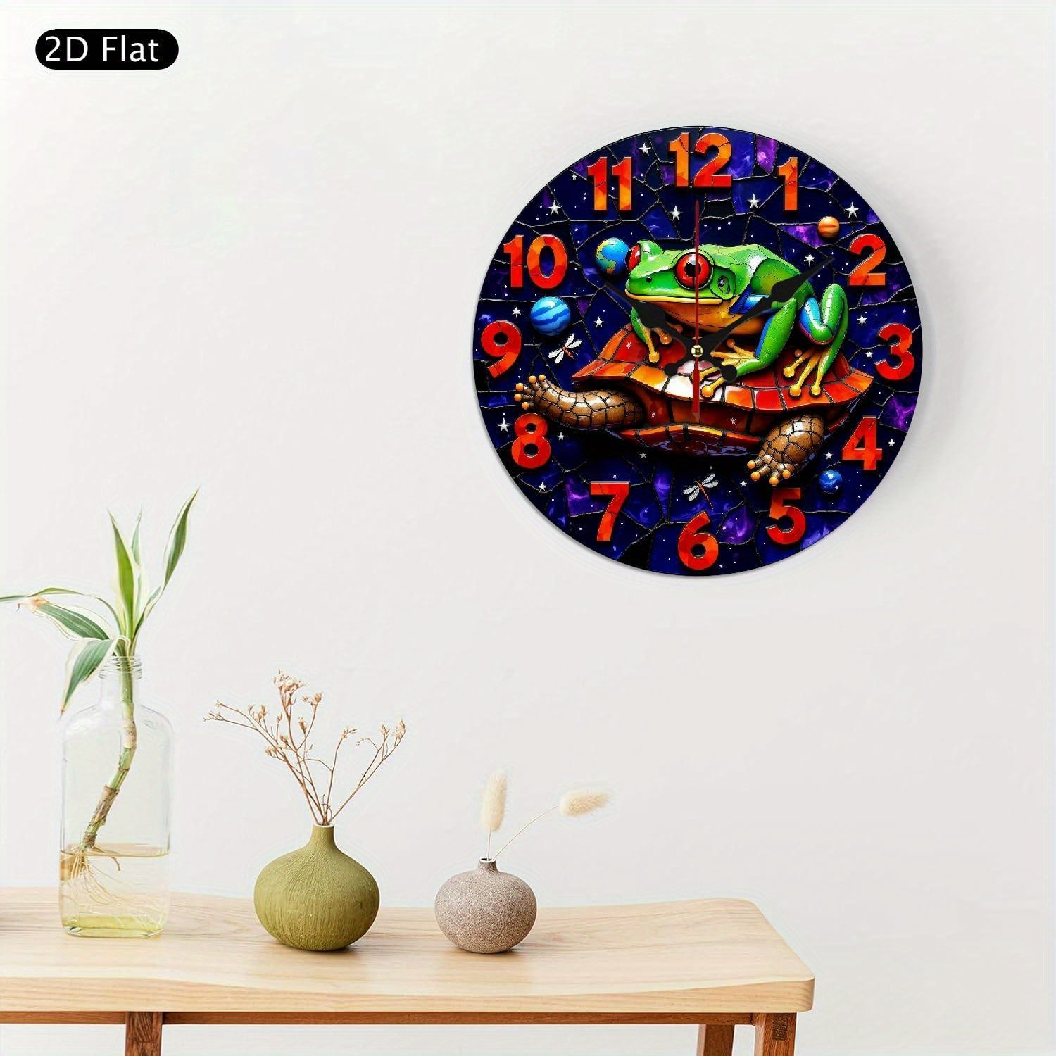 1pc 2D flat animal silent wall clock, kitchen theme wall clock for home, office decoration, silent clock, butterfly-themed home room decoration for living room and bedroom, birthday art gift, summer festival school graduation gift, 2D Flat