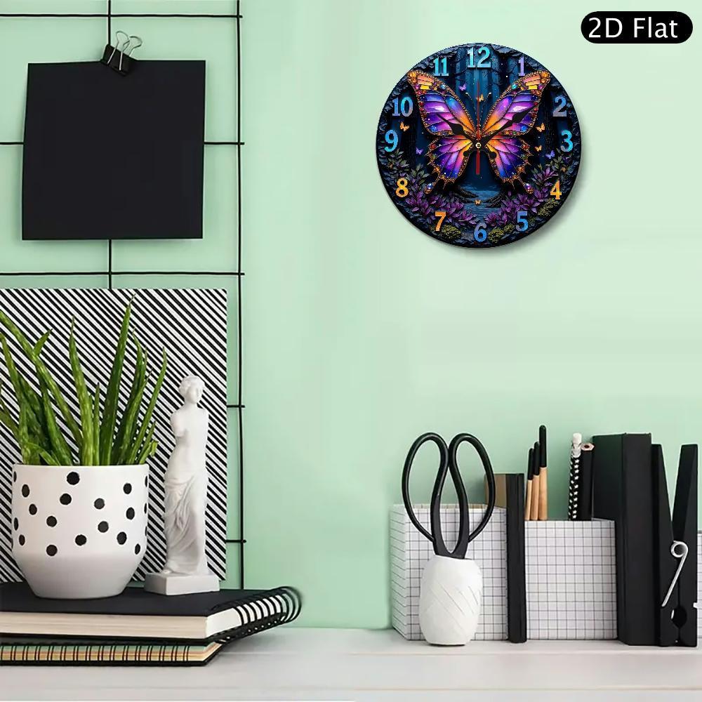 1pc 2D Flat Art Silent Wall Clock, Kitchen-Themed Wall Clock for Home, Silent Clock, Summer School Graduation Gift, Birthday Decoration, Living Room And Bedroom, Room Interior Decoration, Kitchen And Office Decoration