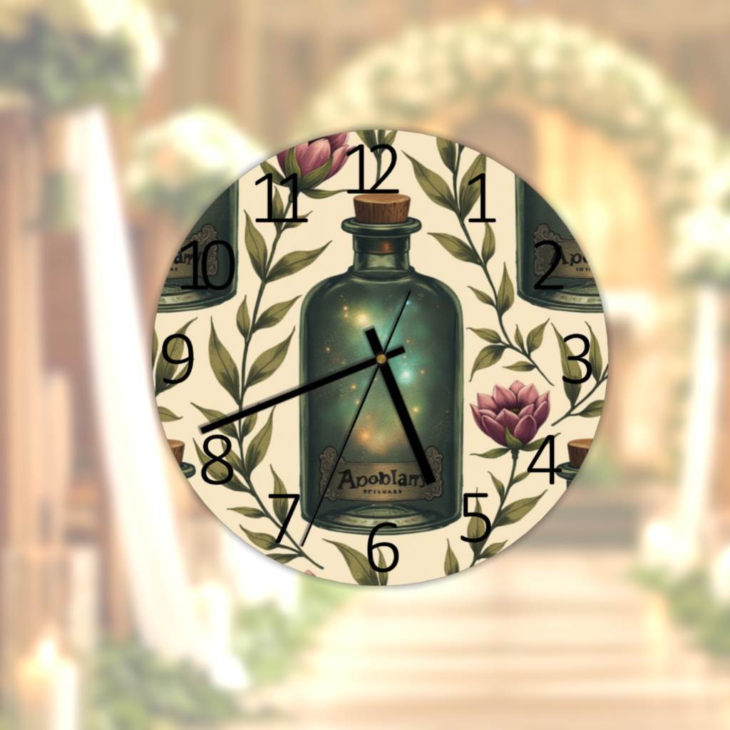 Elegant Floral Design Repeated Pattern Wallpaper, Retro wall clock, Home Decor And Accessories, Romantic Gifts for Boyfriend, Western Office Decor