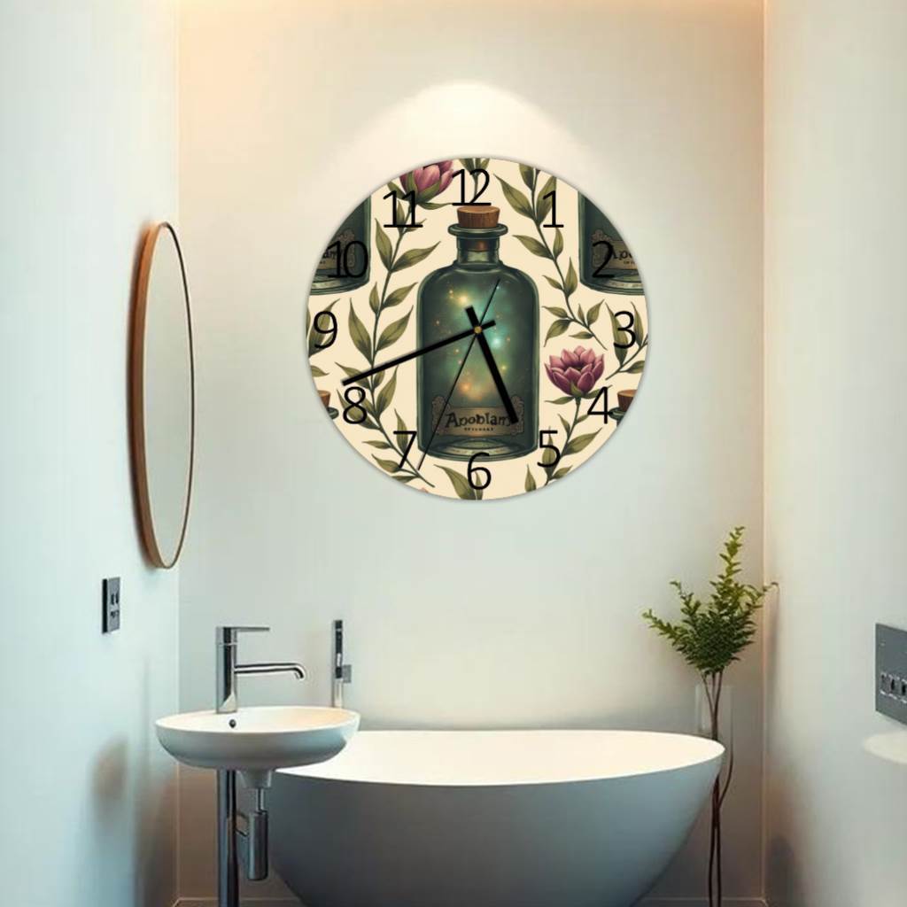 Elegant Floral Design Repeated Pattern Wallpaper, Retro wall clock, Home Decor And Accessories, Romantic Gifts for Boyfriend, Western Office Decor