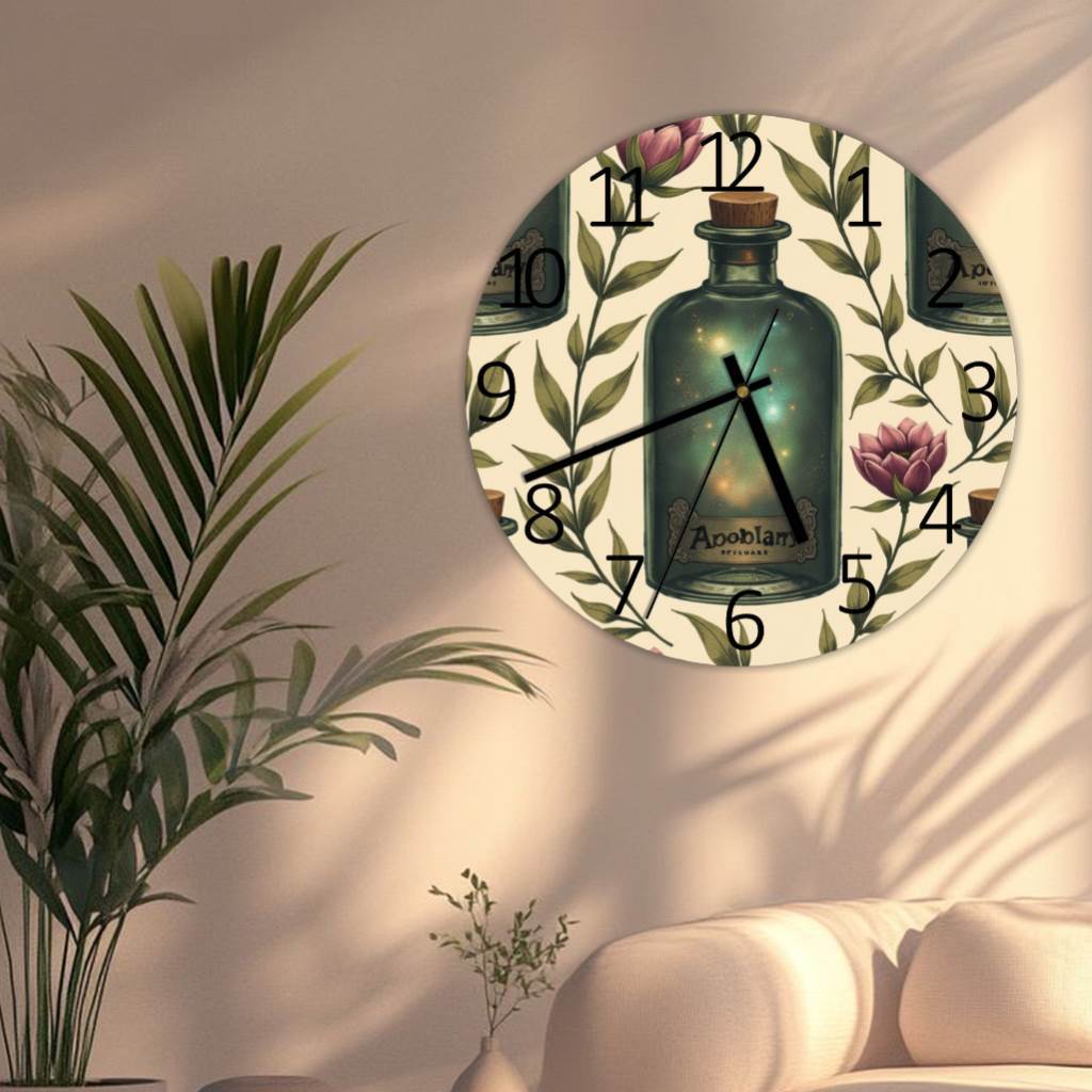 Elegant Floral Design Repeated Pattern Wallpaper, Retro wall clock, Home Decor And Accessories, Romantic Gifts for Boyfriend, Western Office Decor