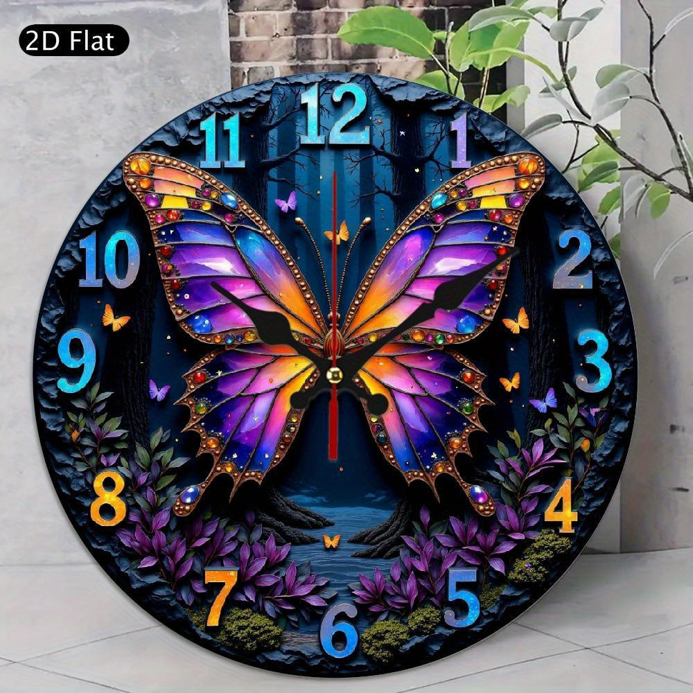 1pc 2D Flat Art Silent Wall Clock, Kitchen-Themed Wall Clock for Home, Silent Clock, Summer School Graduation Gift, Birthday Decoration, Living Room And Bedroom, Room Interior Decoration, Kitchen And Office Decoration