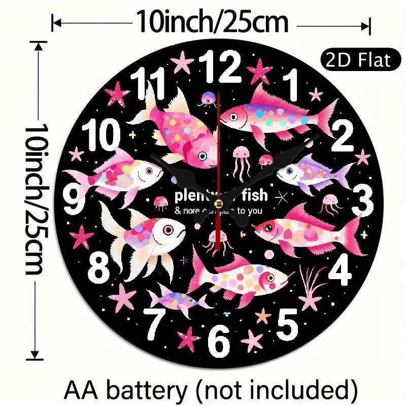 1pc 2D flat art silent wall clock, for home kitchen, themed clock, silent clock, unique decoration, graduation gift for school, New Year gift for husband, artistic clock, Thanksgiving room decoration, Christmas home decoration, 2D Flat