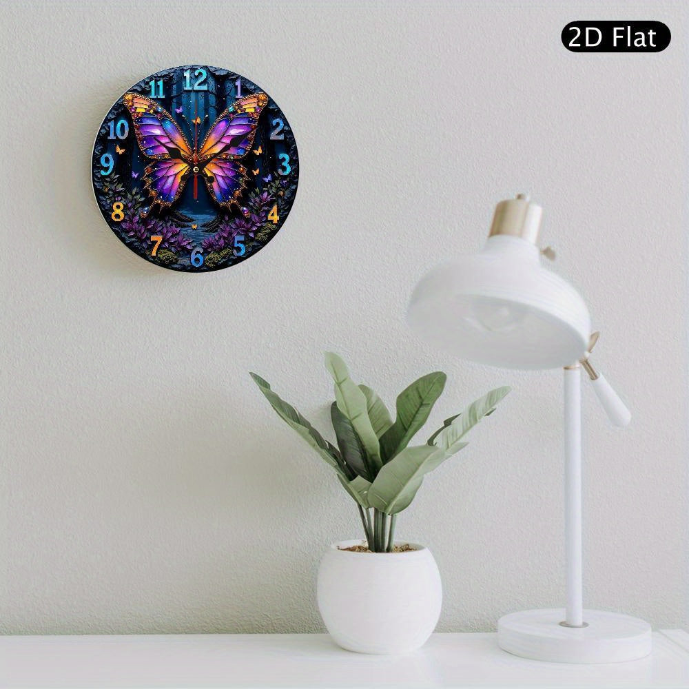 1pc 2D Flat Art Silent Wall Clock, Kitchen-Themed Wall Clock for Home, Silent Clock, Summer School Graduation Gift, Birthday Decoration, Living Room And Bedroom, Room Interior Decoration, Kitchen And Office Decoration