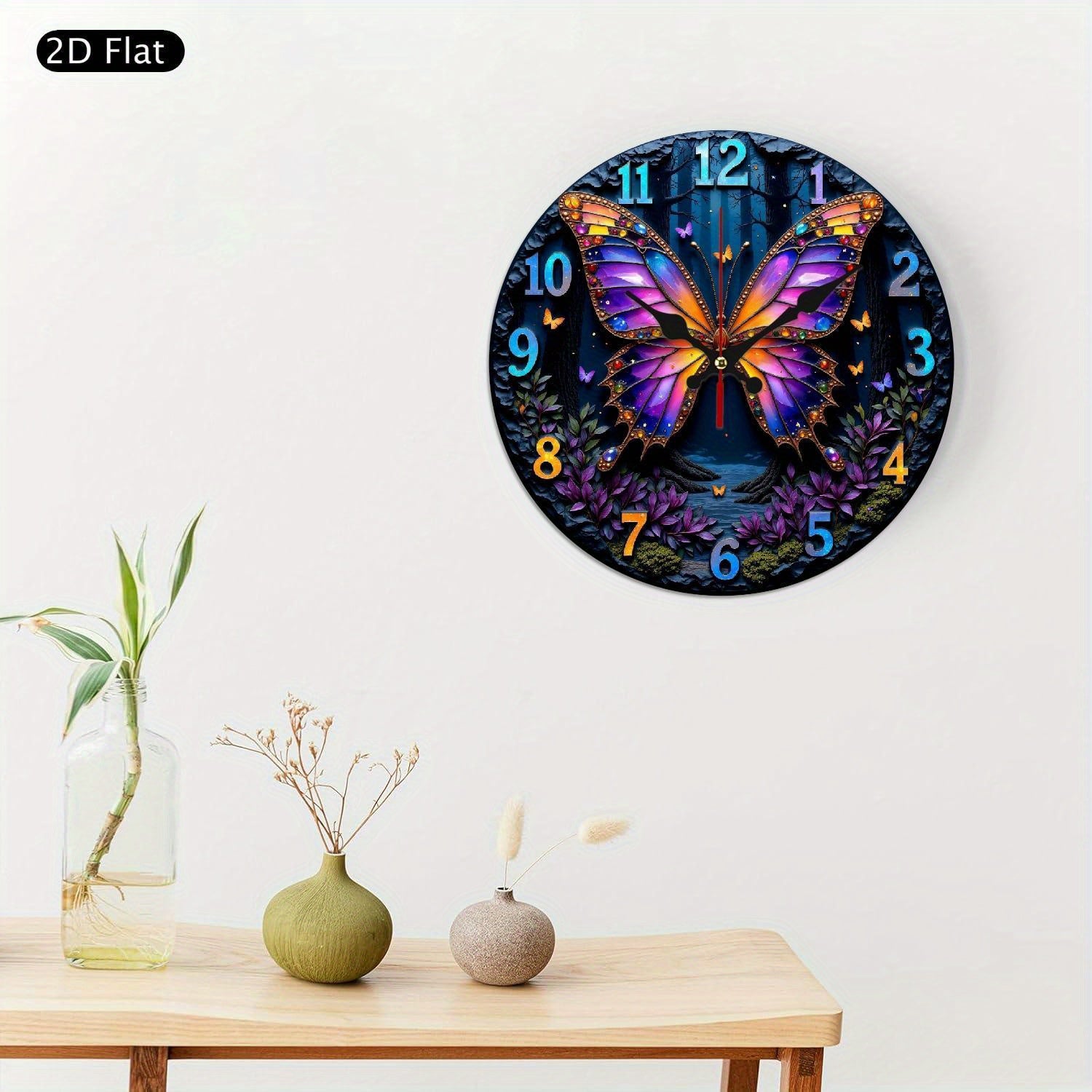 1pc 2D Flat Art Silent Wall Clock, Kitchen-Themed Wall Clock for Home, Silent Clock, Summer School Graduation Gift, Birthday Decoration, Living Room And Bedroom, Room Interior Decoration, Kitchen And Office Decoration