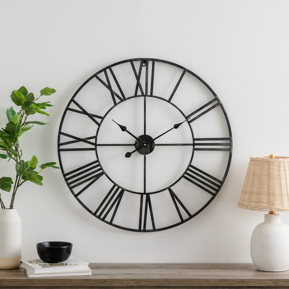 Hot Promotion-Solange Round Metal Wall Clock 30 Gray