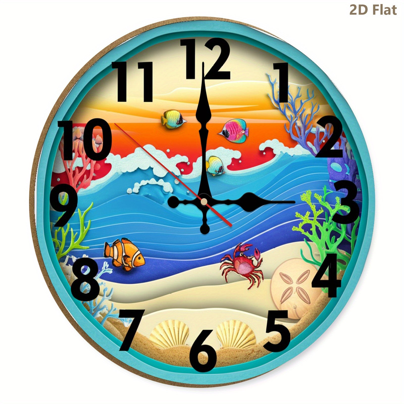 Wall Clock, Hanging Clock, Ocean Theme Layered Paper Cut Style, Silent Clock, Flag Day, Independence Day, for Kitchen\u002FLiving Room\u002FBedroom\u002FOffice\u002FSchool\u002FBathroom Decor,