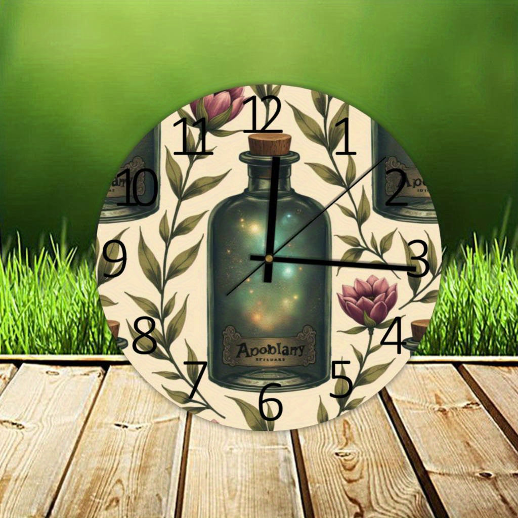 Elegant Floral Design Repeated Pattern Wallpaper, Retro wall clock, Home Decor And Accessories, Romantic Gifts for Boyfriend, Western Office Decor