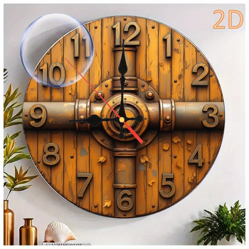 Retro wood, retro wood autumn leaf design, 2D wooden wall clock style, industrial steampunk design, suitable for living room and bedroom wall clocks, quietly keeping accurate time, using quartz movement, 9.8 inches in size