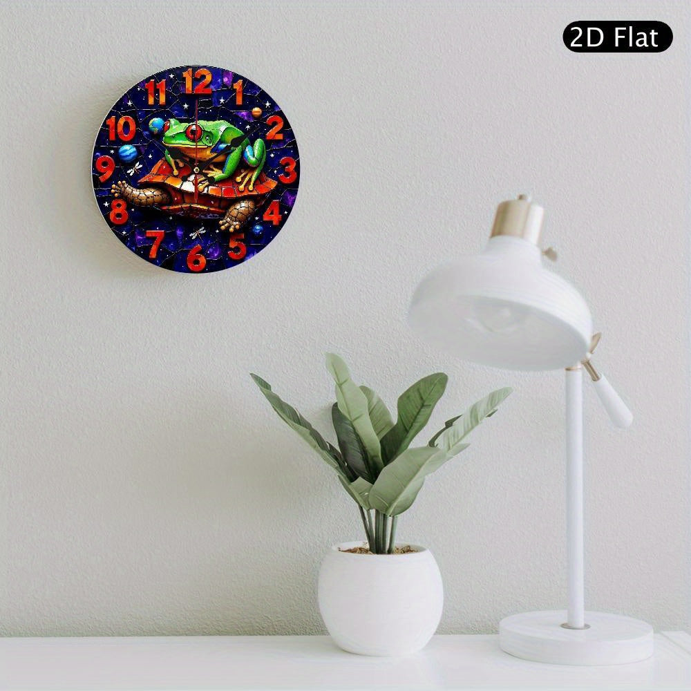 1pc 2D flat animal silent wall clock, kitchen theme wall clock for home, office decoration, silent clock, butterfly-themed home room decoration for living room and bedroom, birthday art gift, summer festival school graduation gift, 2D Flat